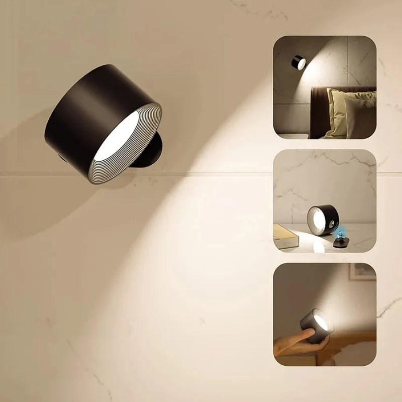 Cordless Wall Lamp – Rechargeable, Rotatable & Tool-Free Mounting