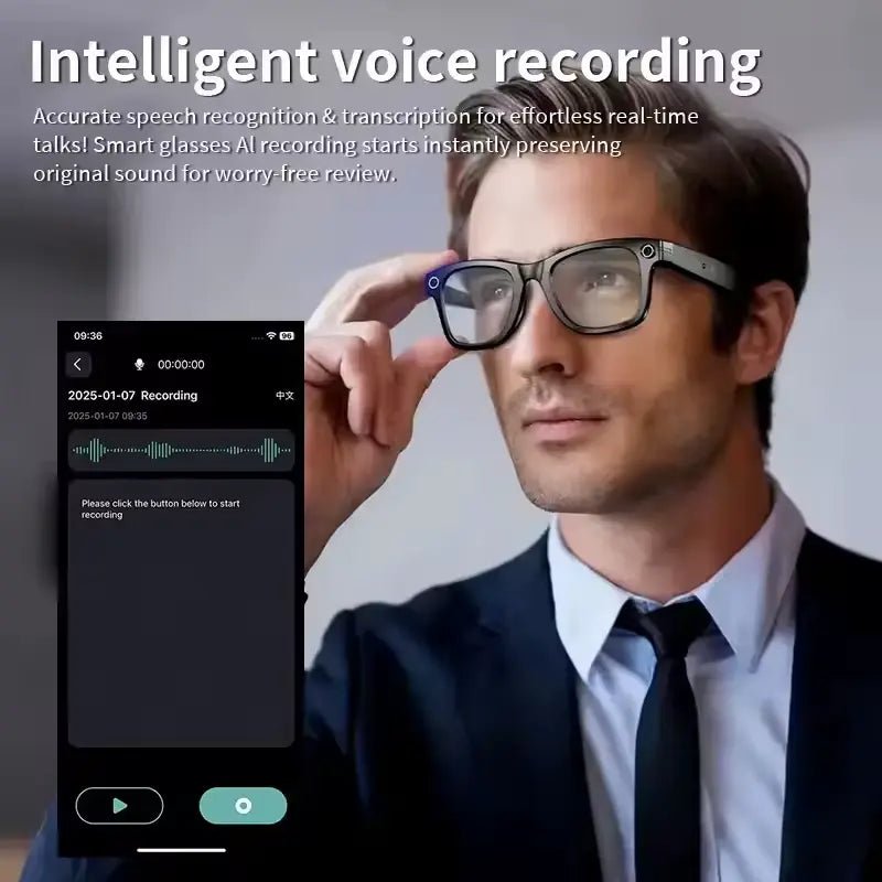 AI Smart Glasses with 8MP Camera, Translation & Bluetooth Audio - Veliqo