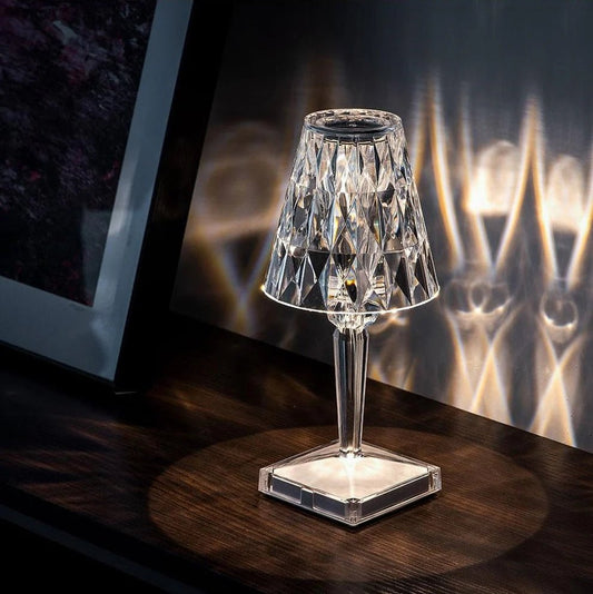 Crystal Touch Table Lamp – Elegant Crystal Finish & Rechargeable LED Light - Veliqo