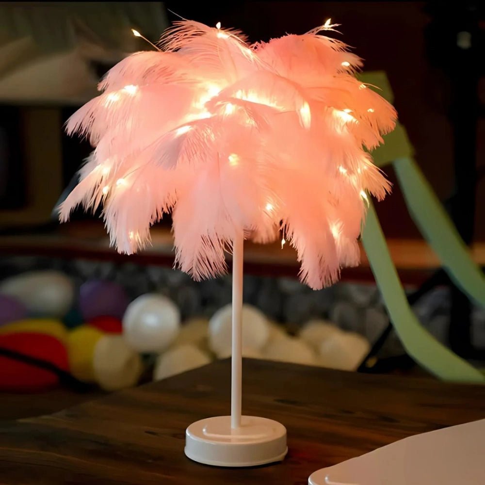 Feather Palm Tree Lamp - Elegant LED Cordless Table Lamp with Remote Control - Veliqo