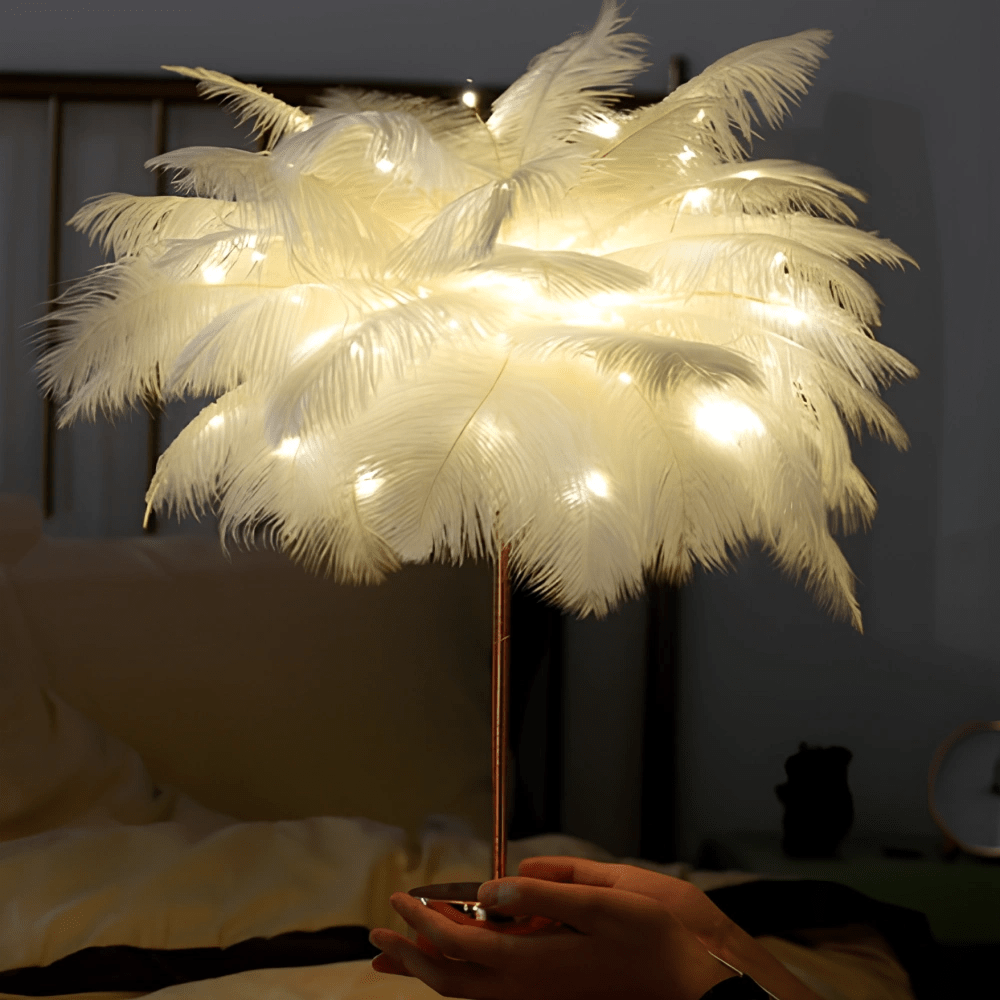 Feather Palm Tree Lamp - Elegant LED Cordless Table Lamp with Remote Control - Veliqo