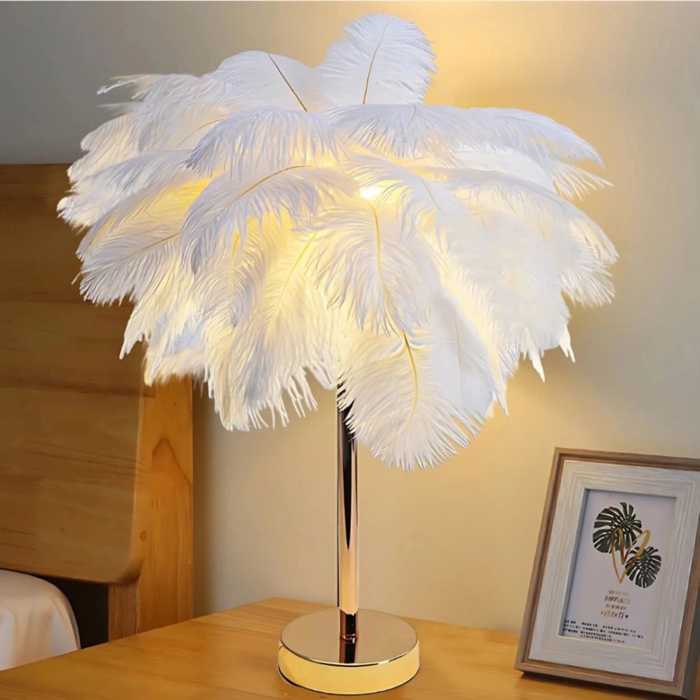 Feather Palm Tree Lamp - Elegant LED Cordless Table Lamp with Remote Control - Veliqo