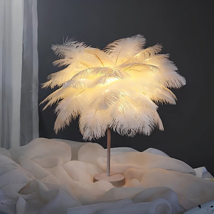 Feather Palm Tree Lamp - Elegant LED Cordless Table Lamp with Remote Control - Veliqo