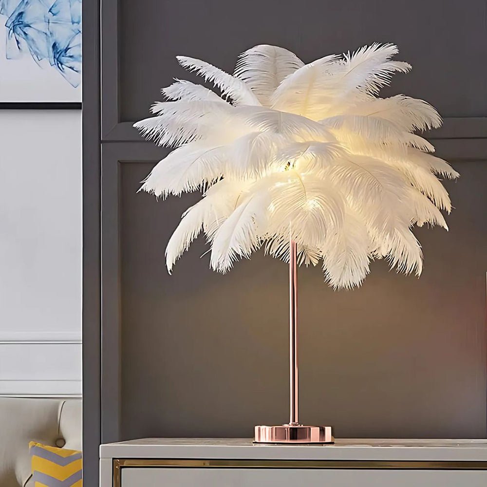 Feather Palm Tree Lamp - Elegant LED Cordless Table Lamp with Remote Control - Veliqo