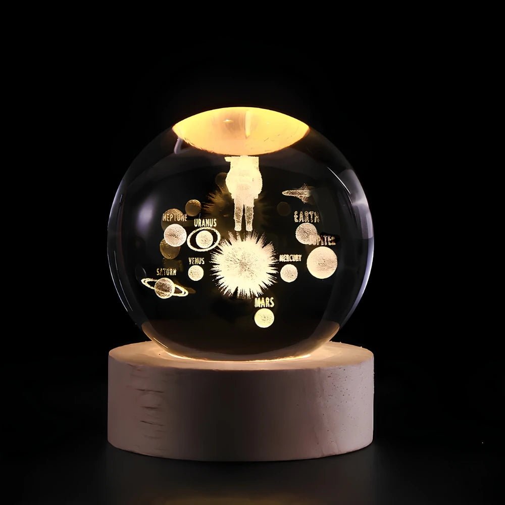 Luminous 3D Engraved Crystal Ball Decor - Veliqo