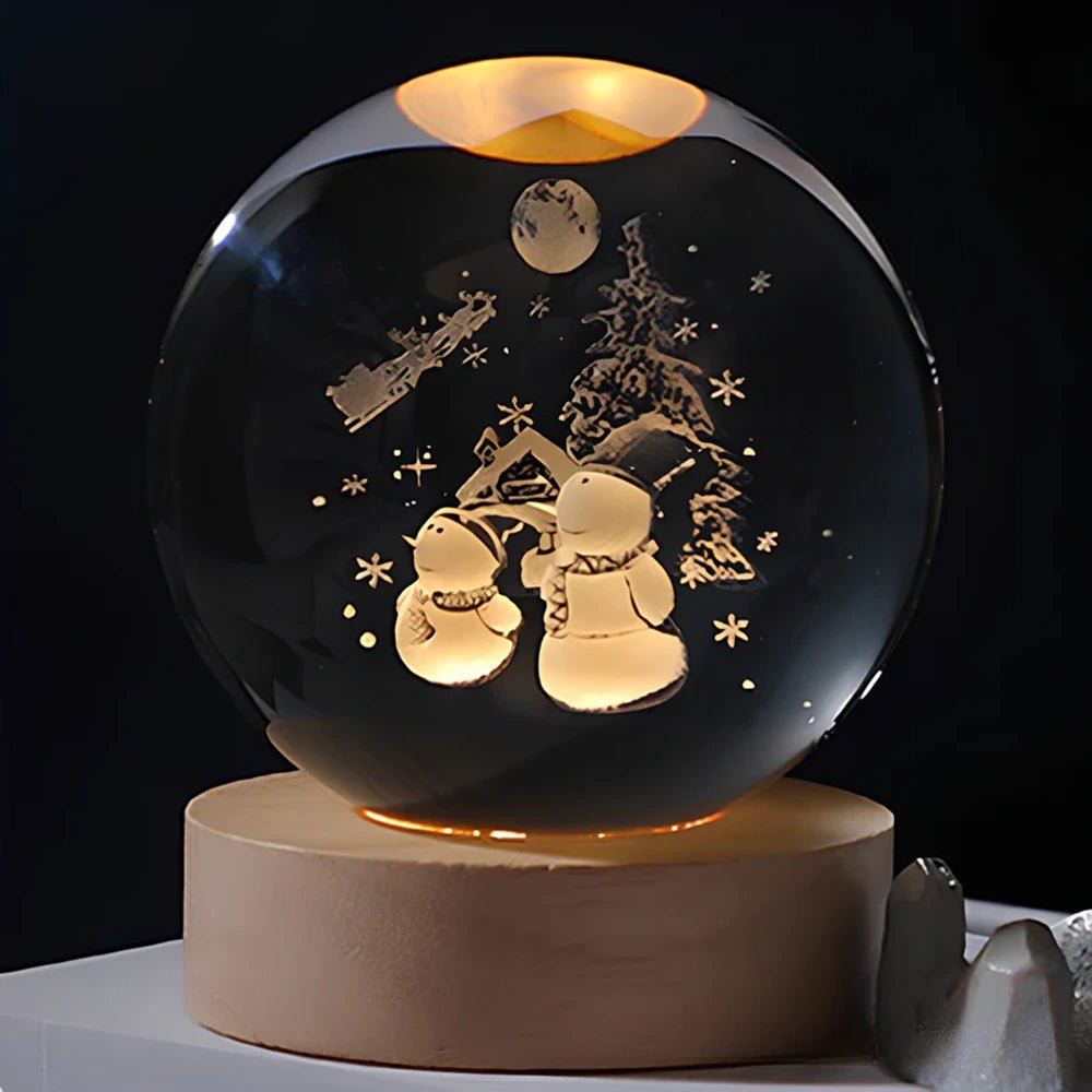 Luminous 3D Engraved Crystal Ball Decor - Veliqo