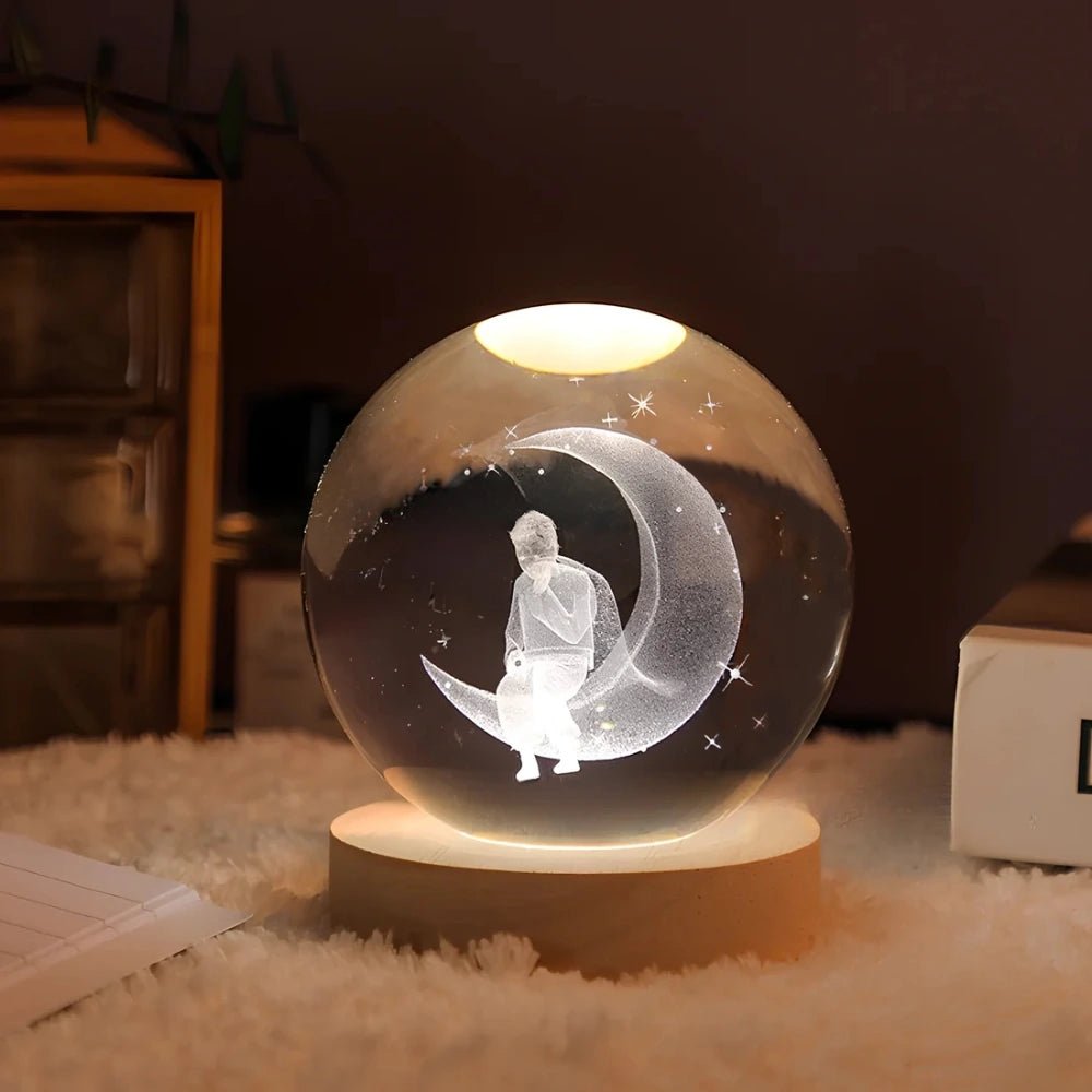 Luminous 3D Engraved Crystal Ball Decor - Veliqo