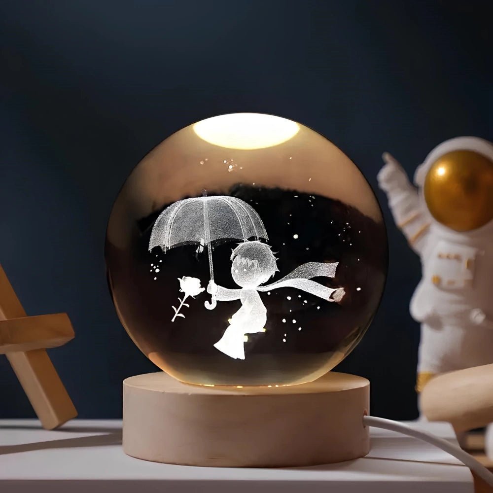Luminous 3D Engraved Crystal Ball Decor - Veliqo