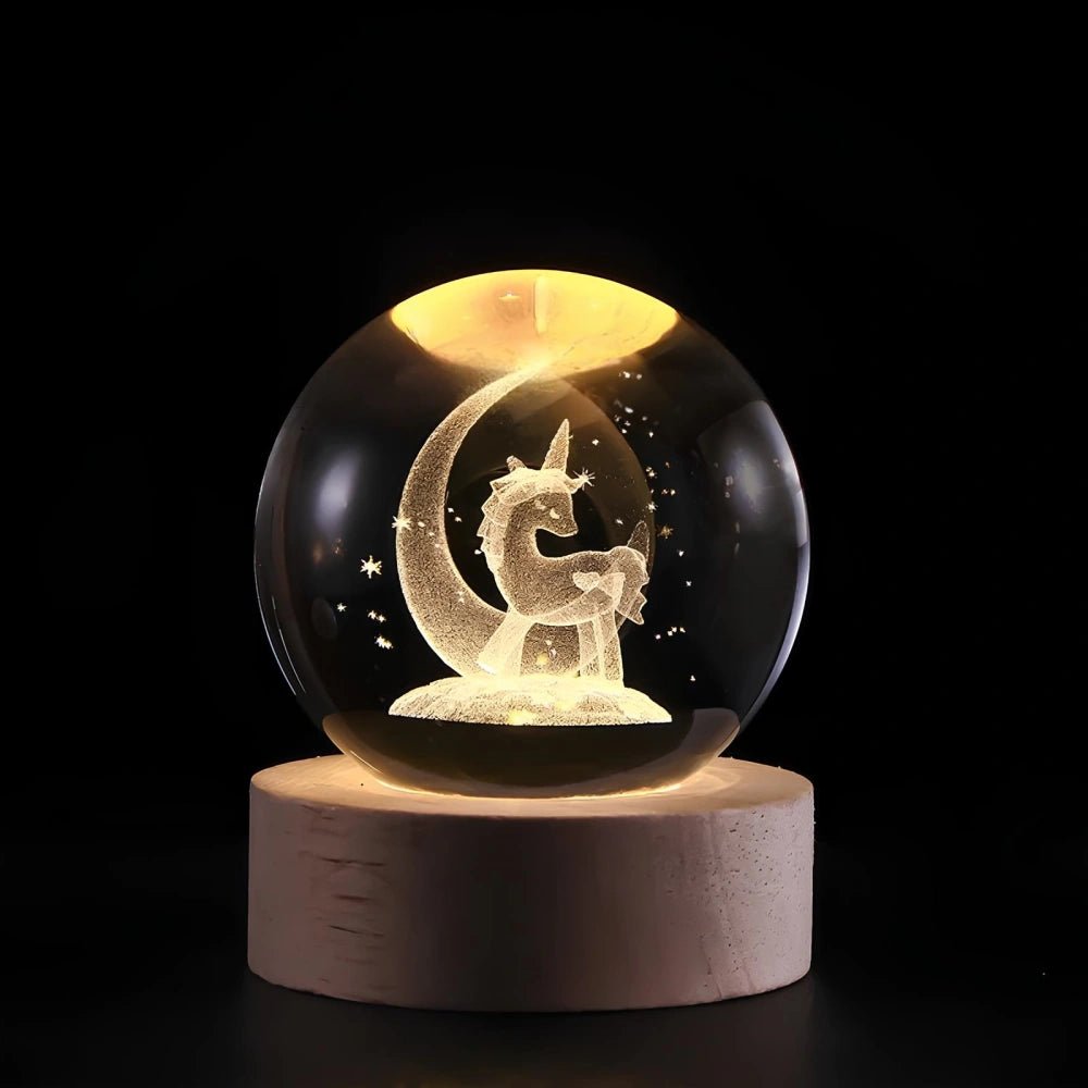 Luminous 3D Engraved Crystal Ball Decor - Veliqo