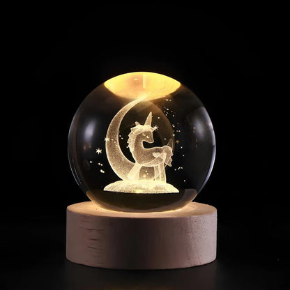 Luminous 3D Engraved Crystal Ball Decor - Veliqo