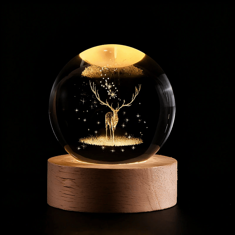 Luminous 3D Engraved Crystal Ball Decor - Veliqo