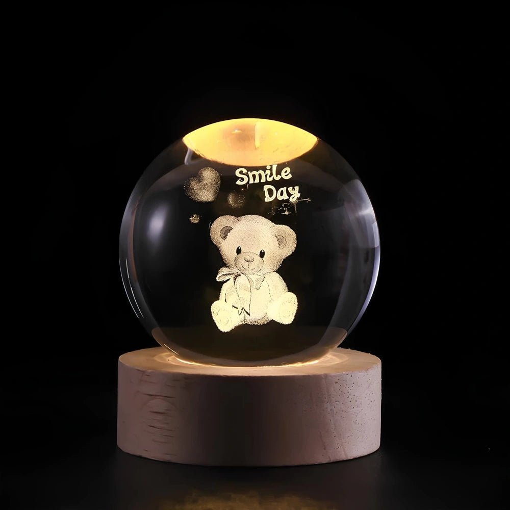 Luminous 3D Engraved Crystal Ball Decor - Veliqo