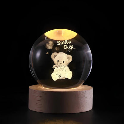 Luminous 3D Engraved Crystal Ball Decor - Veliqo