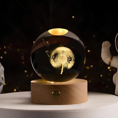 Luminous 3D Engraved Crystal Ball Decor - Veliqo